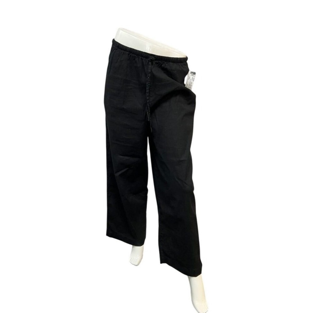 Athleta Linen Tie Waist Pants Women S Black Excellent‎ Straight Leg Casual